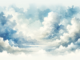 a watercolor clipart of many clouds in the sky, created in a serene and dreamy style.