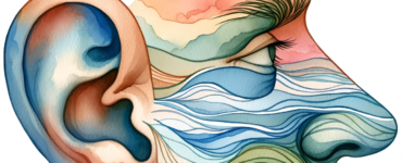 a watercolor clipart image of an ear and a nose in landscape orientation