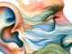 a watercolor clipart image of an ear and a nose in landscape orientation