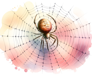 watercolor sublimation clipart of a spider weaving its web