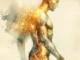 a watercolor subliminal clipart of a human body made of gold, created in a delicate and artistic style.